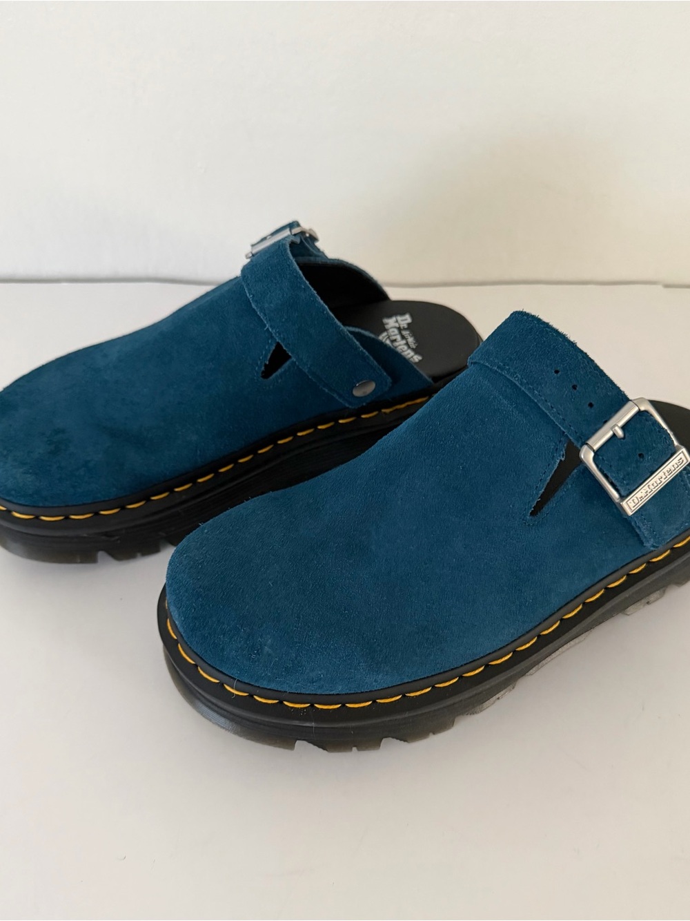 Dr Martens ZEBZAG Suede Slingback Platform Mules Neptune Blue (UNISEX) - Picture 4 of 7